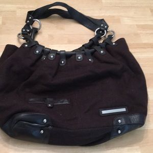 Brown wool fabric BCBGMAXAZRIA bag